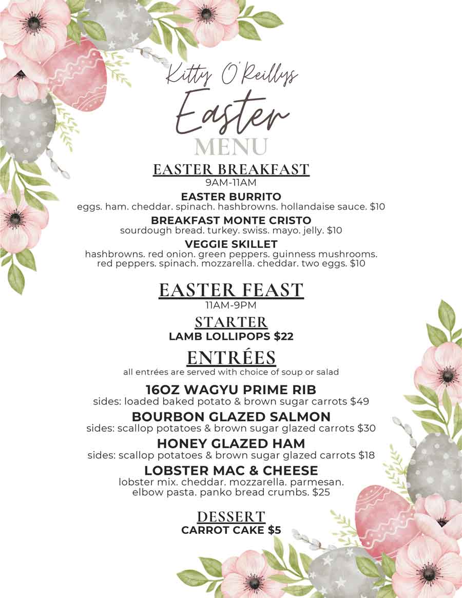 Kitty O'Reilly's Easter Brunch on Sunday April 5